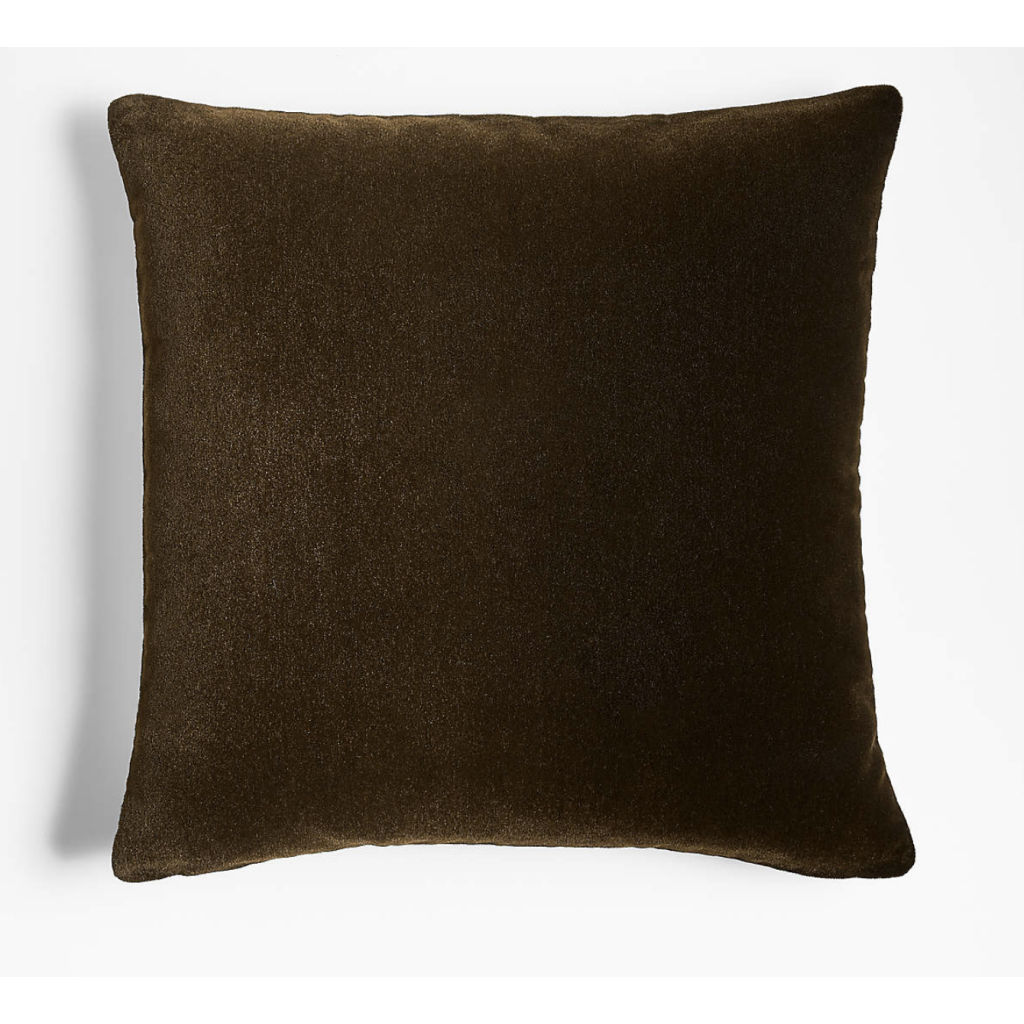 Dark Green Velvet White Canvas Pillow