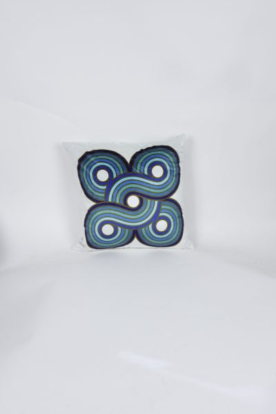 Blue Green Velvet Circle Pillow