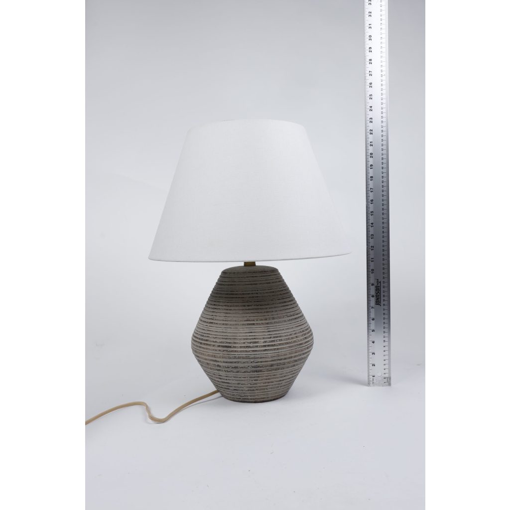Gray Cement Lamp Base with White Shade