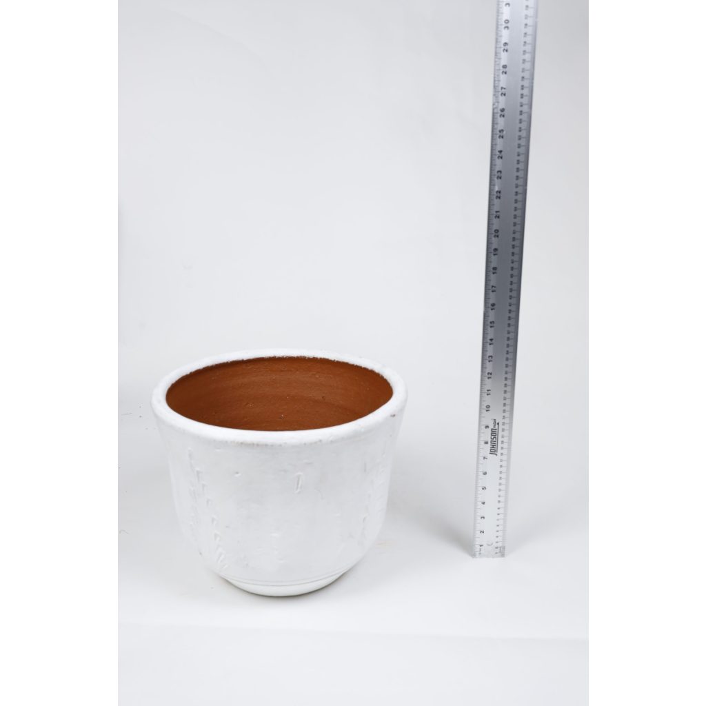 White Floral Etchings Planter