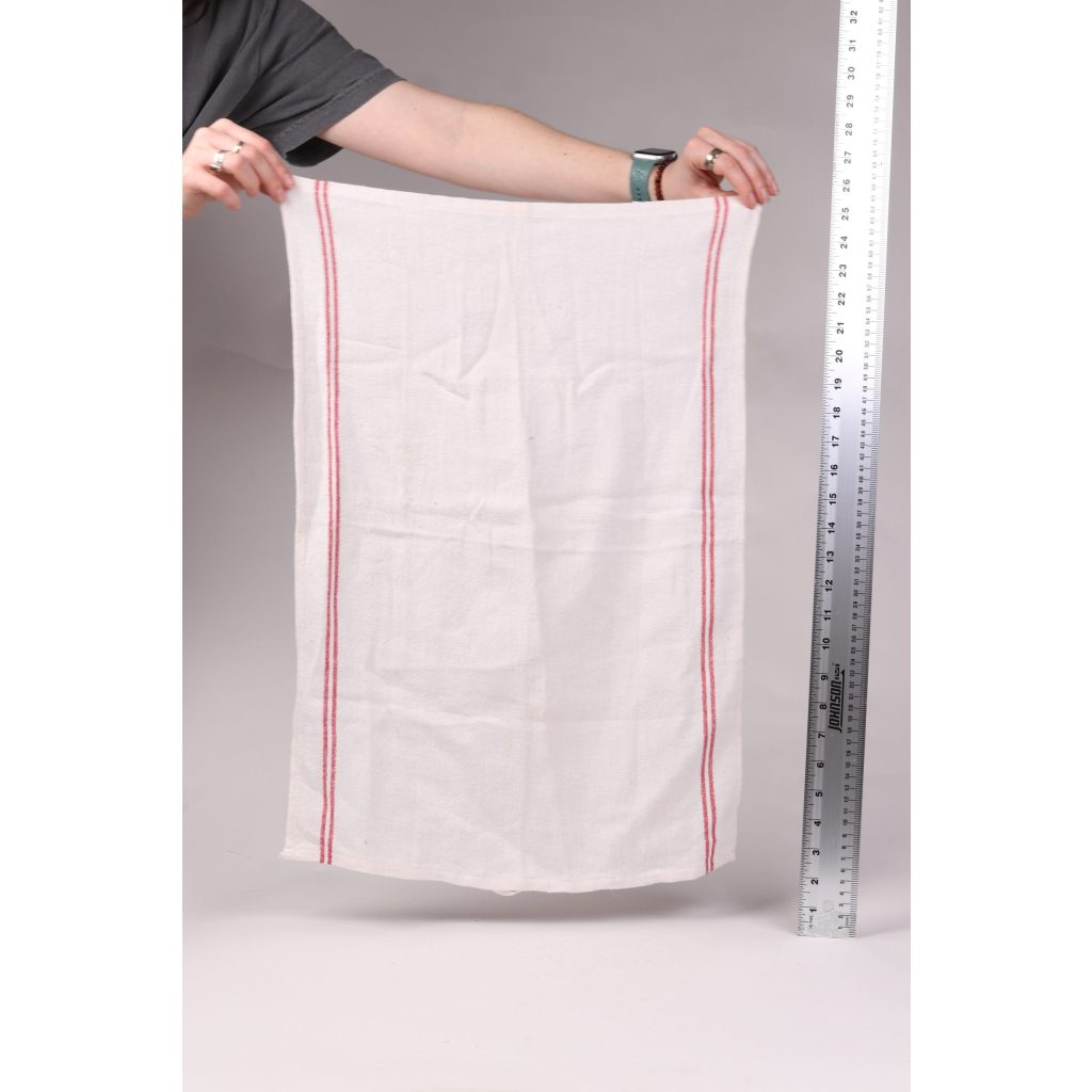 White with Red Line Dish Towel