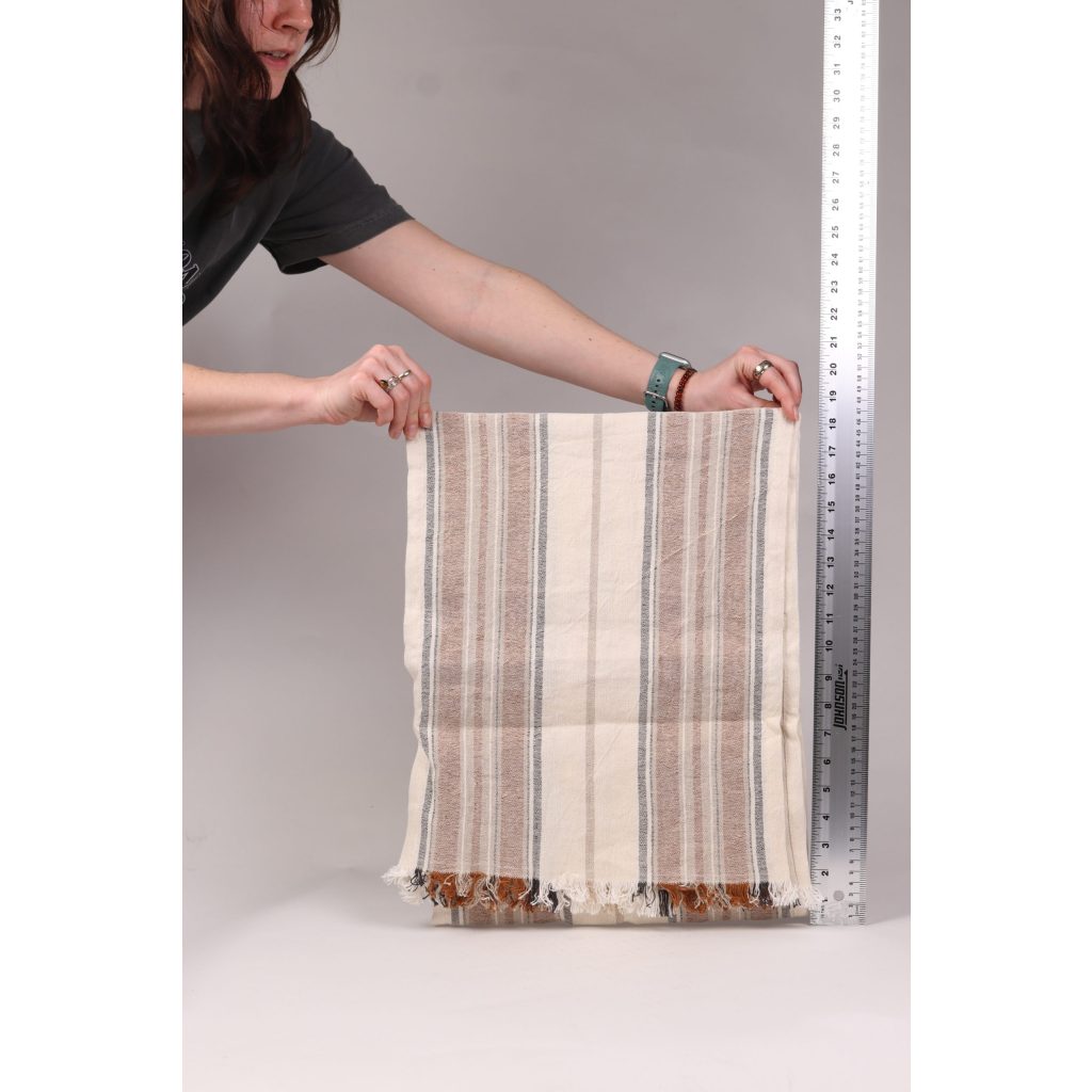 Cream Brown Striped Table Runner