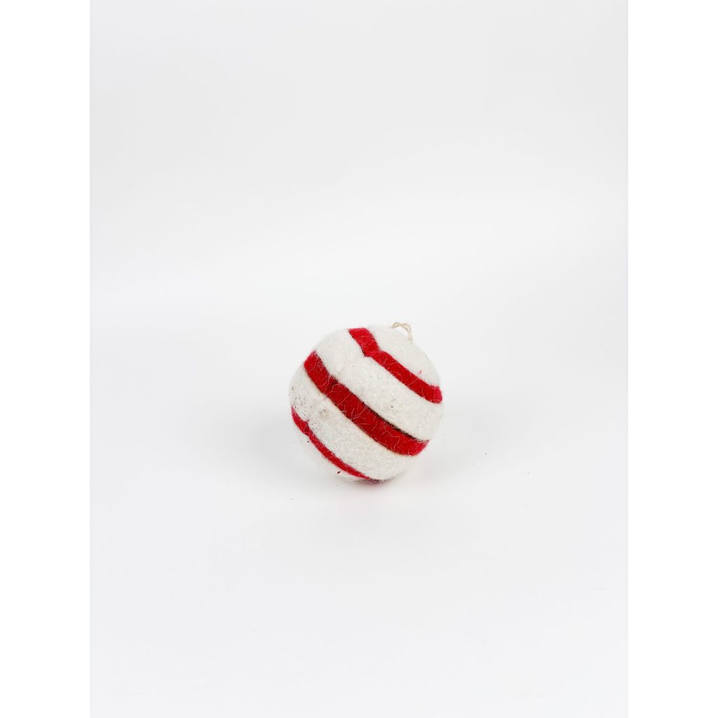 Crochet Striped Red and White Ornament