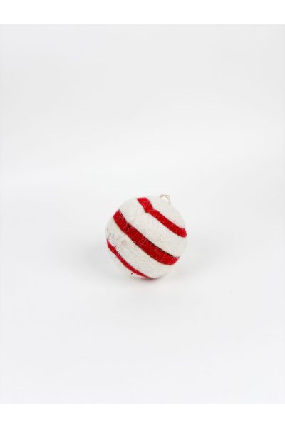 Crochet Striped Red and White Ornament