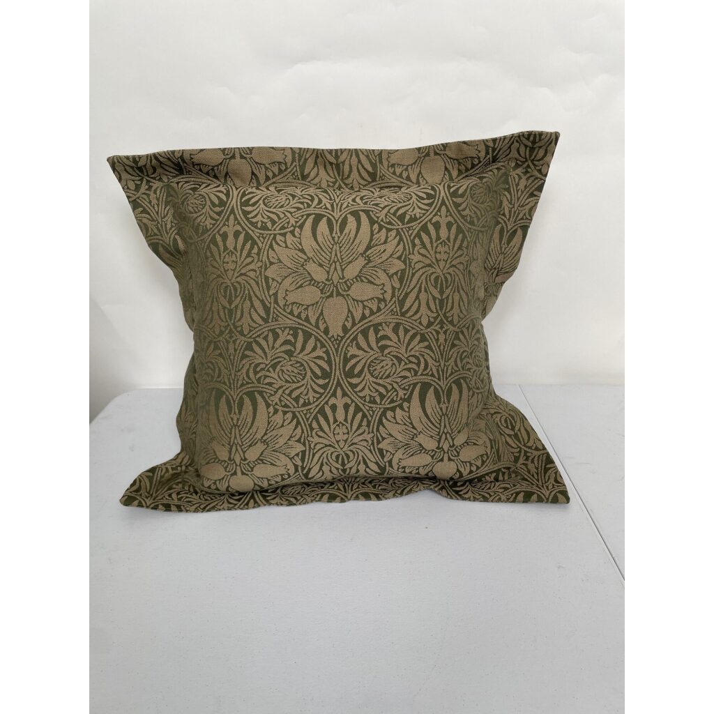 Morris & Co Green and Beige Tulip Square Pillow