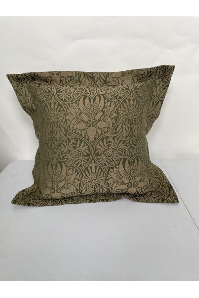 Morris & Co Green and Beige Tulip Square Pillow