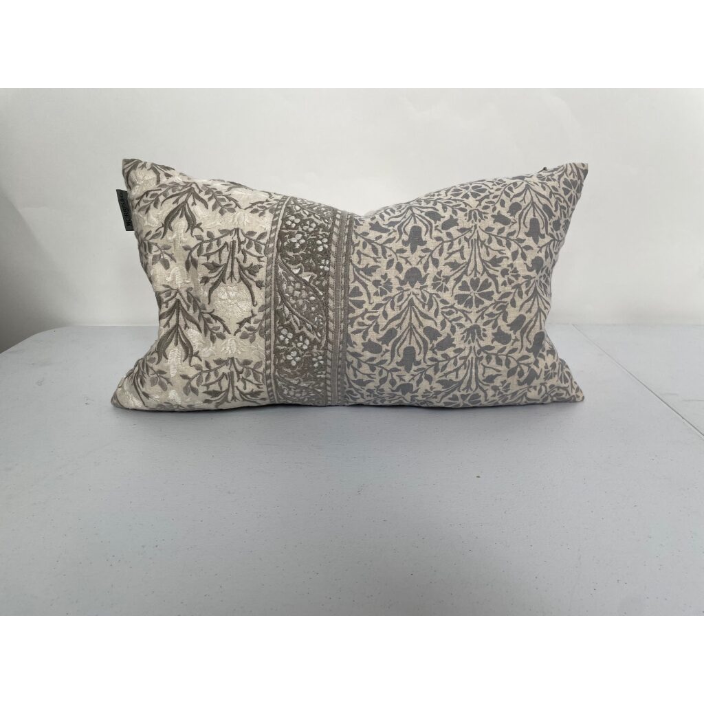 Morris & Co Grey and Cream Floral Throw Pillow