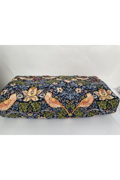 Morris & Co Navy Duvet with Strawberry Thief Pattern