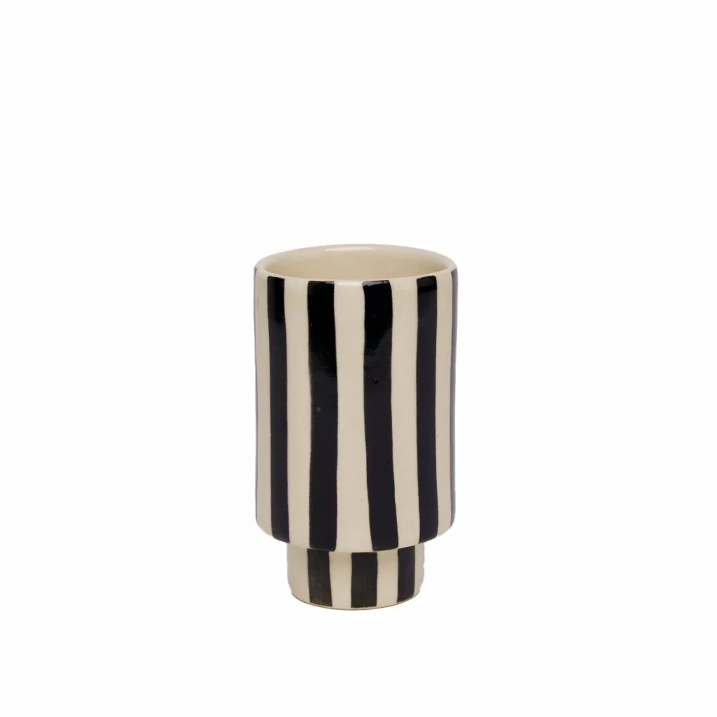 Jungalow Footed Black Striped Planter