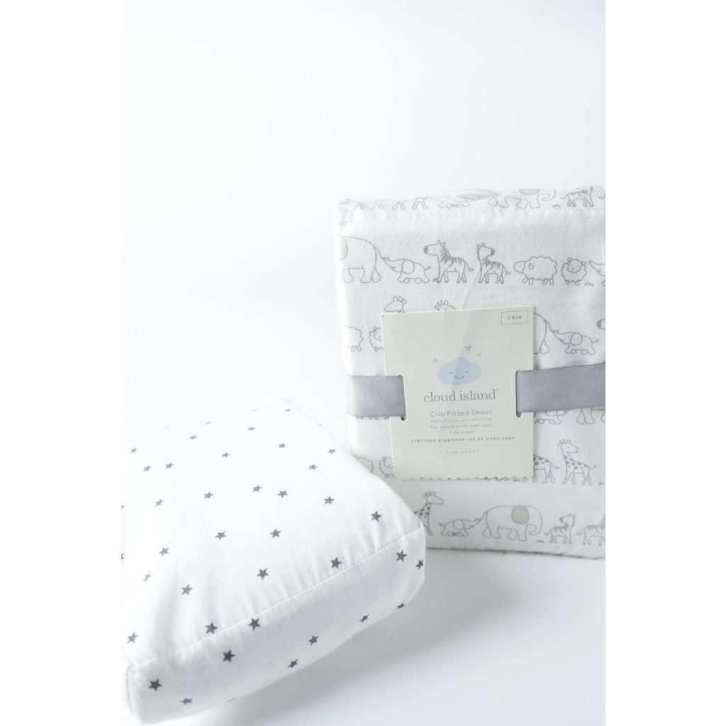 Crib Sheets White Dino Pattern & Star