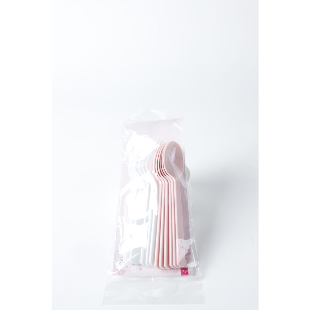 White and Pink Plastic Spoons and Forks