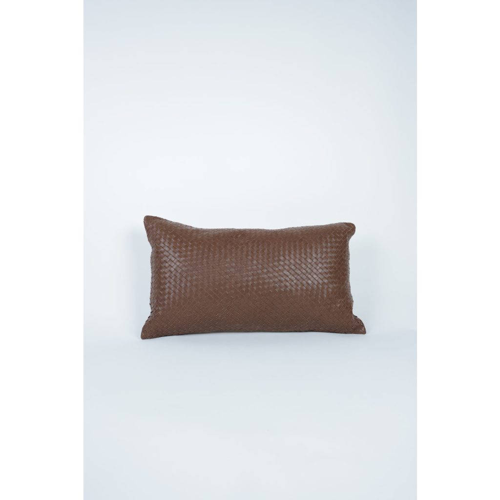 Brown Leather Lumbar Pillow