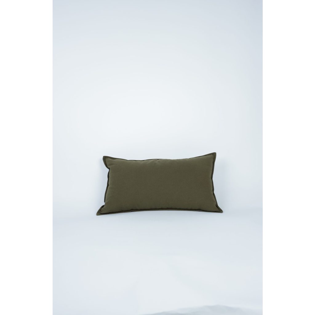 Olive Green Linen Lumbar Pillow