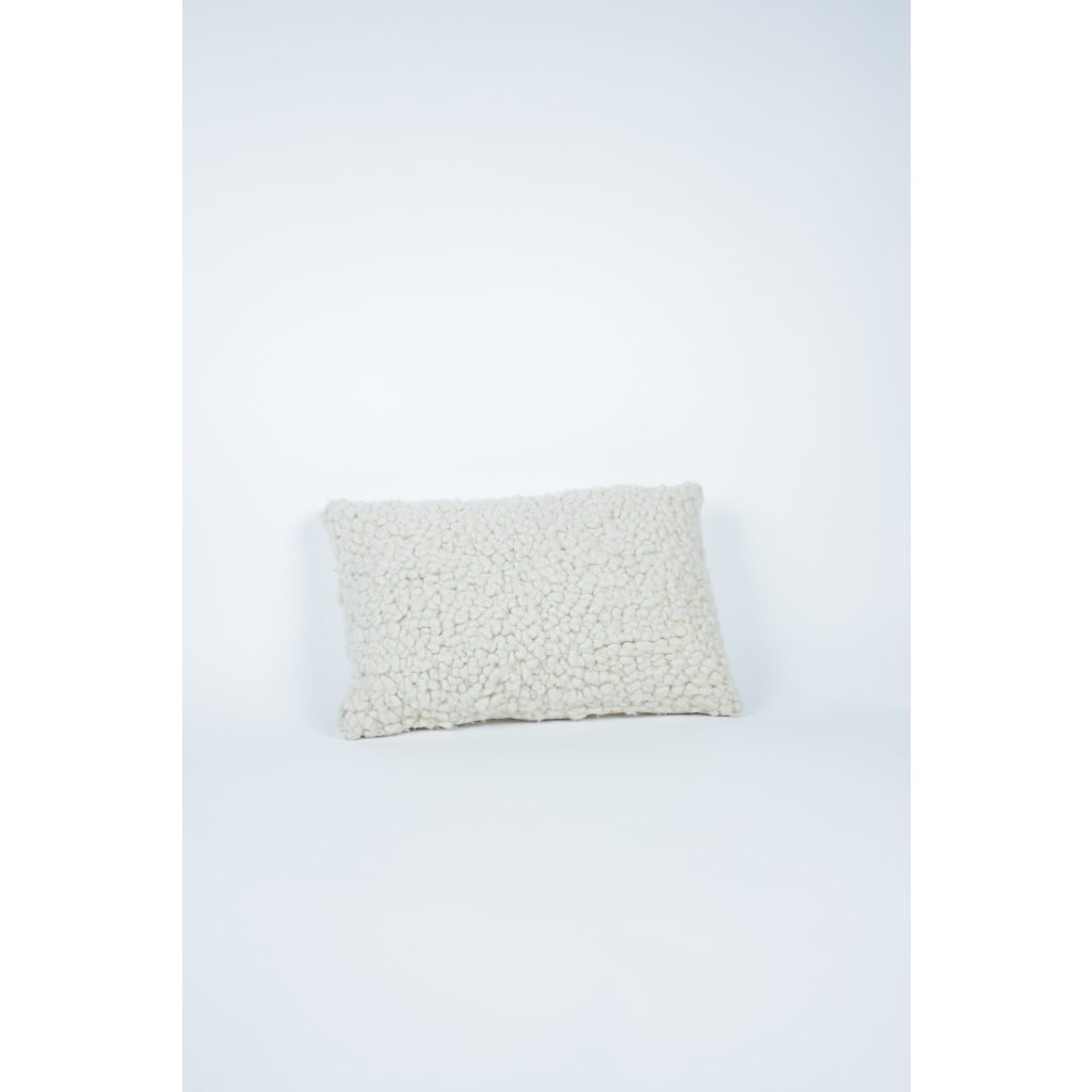 White Tufted Cotton Balls Lumbar Pillow