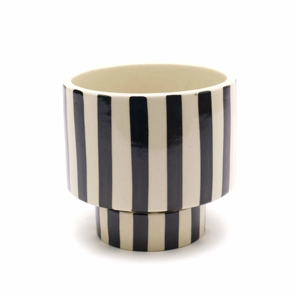 Jungalow Footed Black Striped Planter