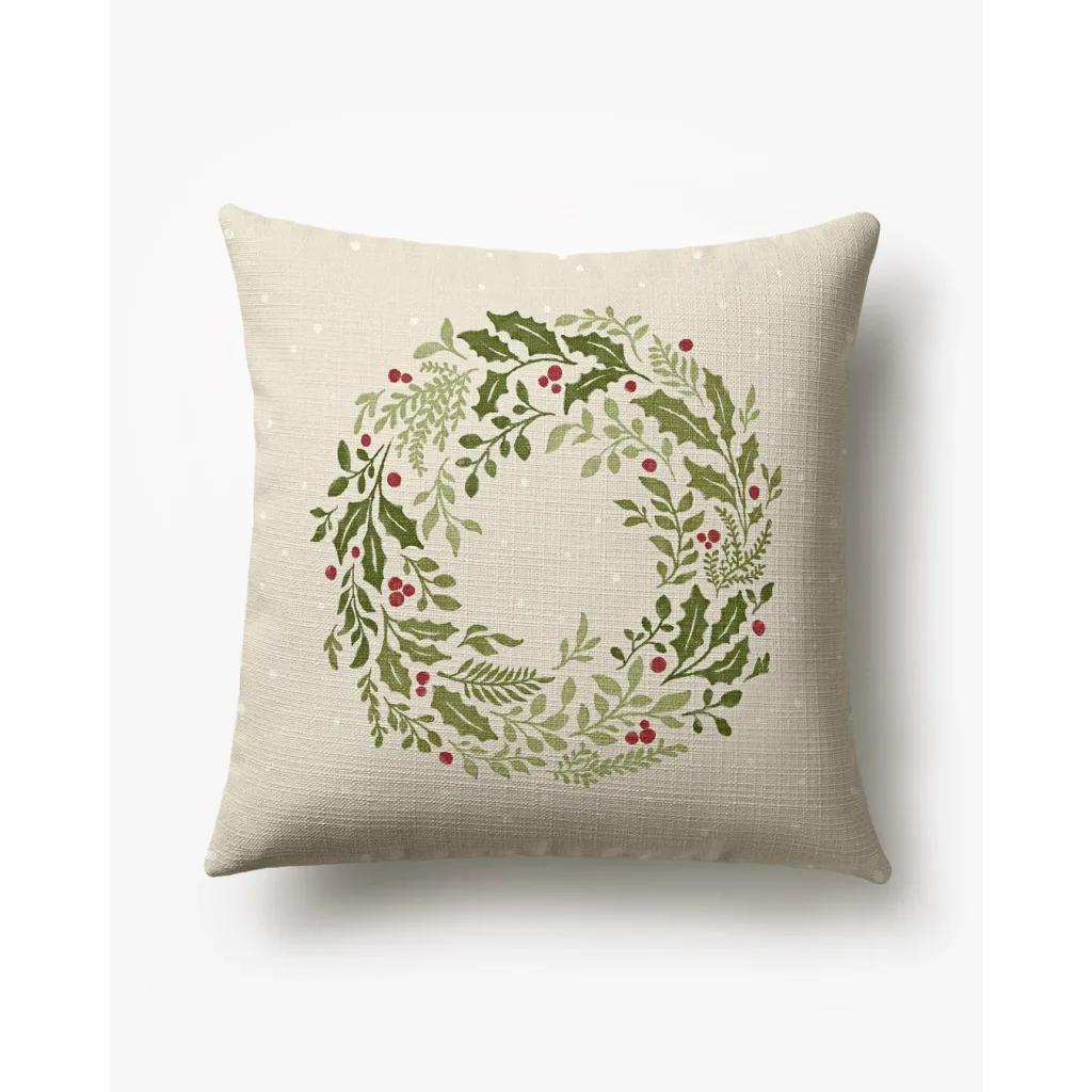 Ruggable Noelle Tartan Eggshell & Green Woven Throw Pillow Cover