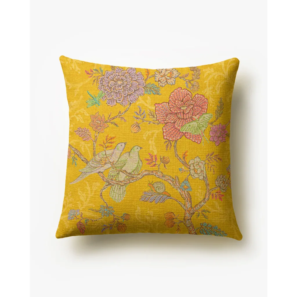 Ruggable Iris Apfel Vibrant Garden Citron Yellow Woven Throw Pillow Cover