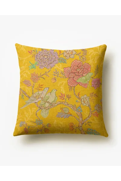 Ruggable Iris Apfel Vibrant Garden Citron Yellow Woven Throw Pillow Cover