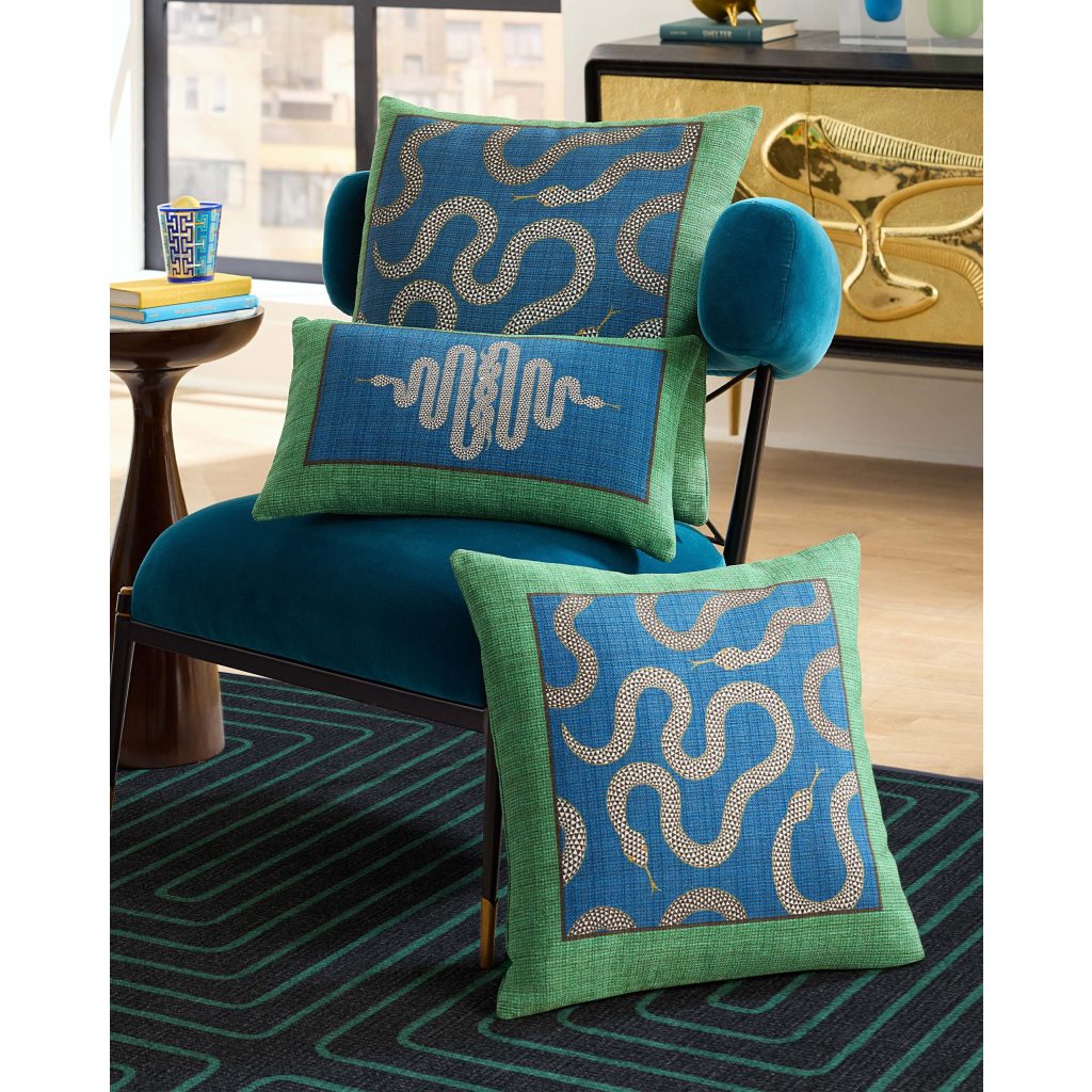 Jonathan Adler Venom Green Blue Pillow