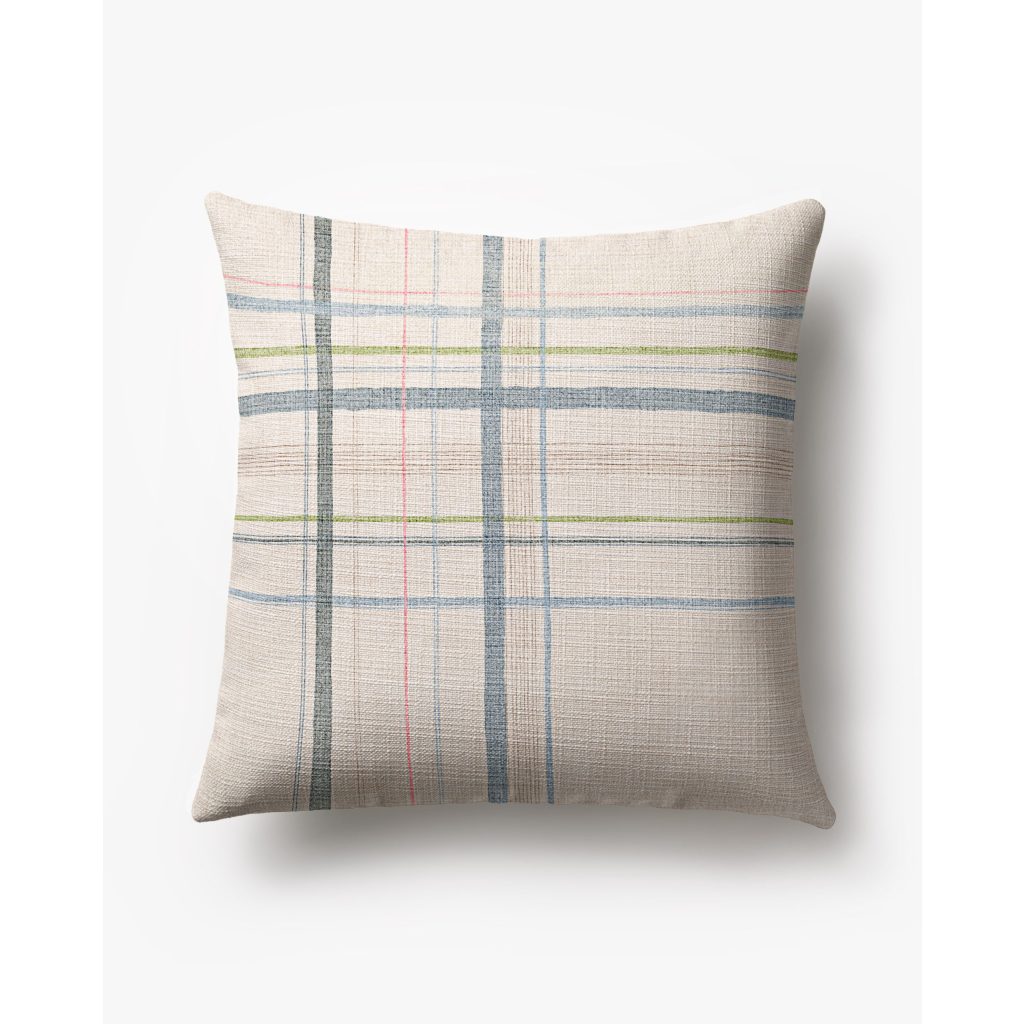 Ruggable Rustic Rivera Jules Ivory & Soft Blue Woven Throw Pillow Cover