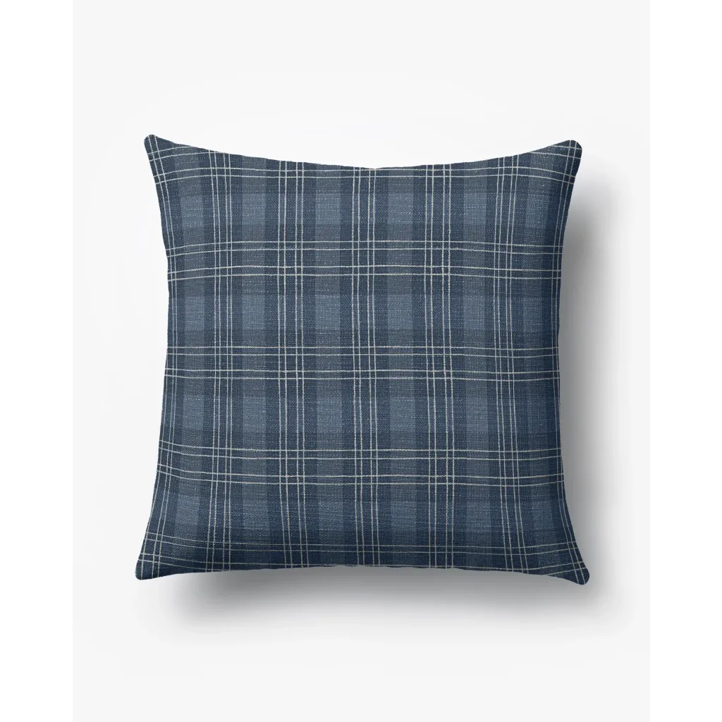 Ruggable Livia Plaid Blue Woven Throw Pillow Cover