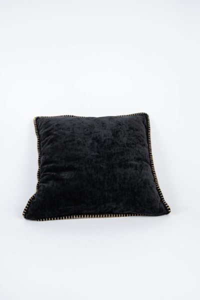 Black Velvet Brown Threading Throw Pillow