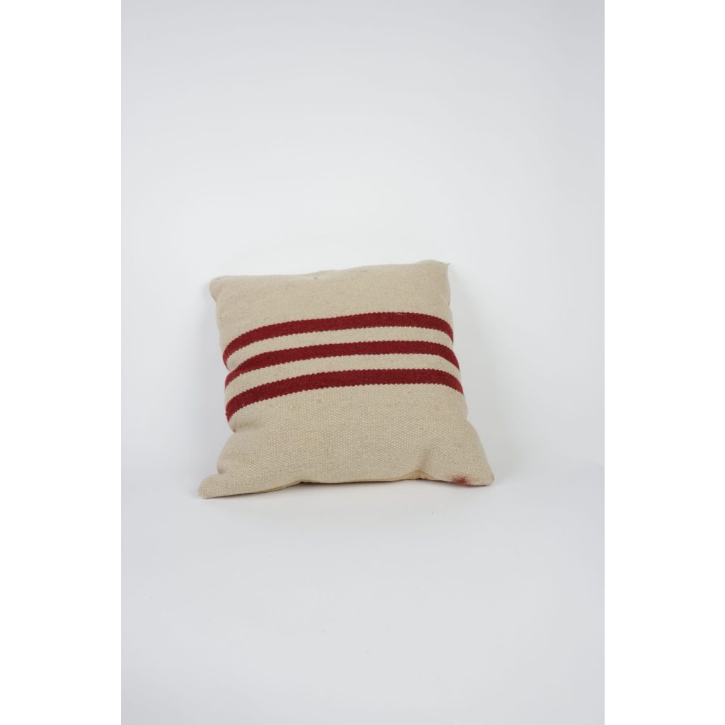Red Striped Rustic Throw Pillow