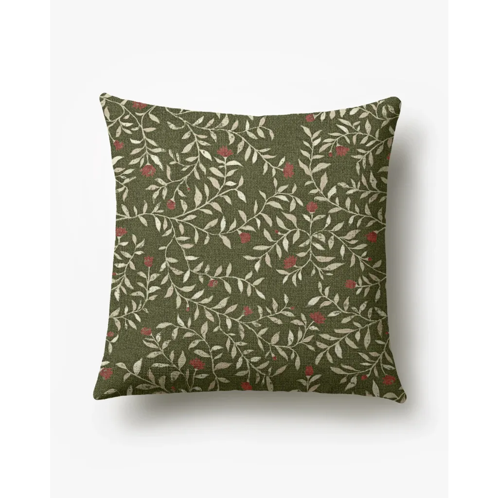 Ruggable Noelle Tartan Eggshell & Green Woven Throw Pillow Cover