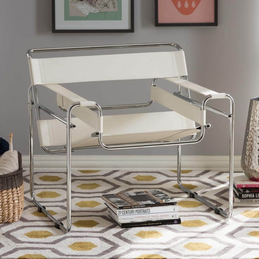 Jericho Wassily White Faux Leather Upholstered Accent Chair